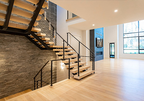 wooden stairs in a house